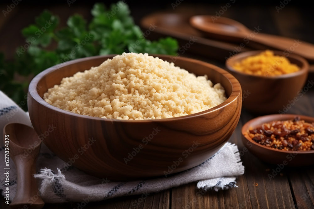 Bowl with Brazilian farofa. Made with manioc flour. South American cuisine. Latin America. . Bowl with Brazilian farofa. Made with manioc flour. South American cuisine. Latin America. .