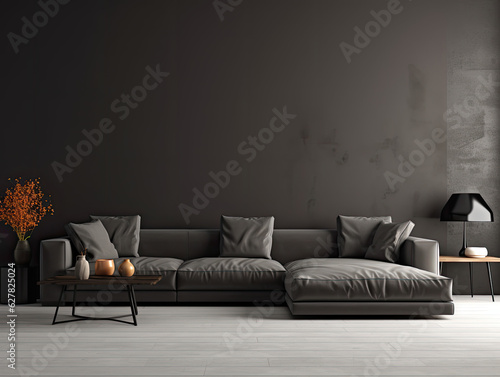 Home interior modern dark living room © Mehmetali
