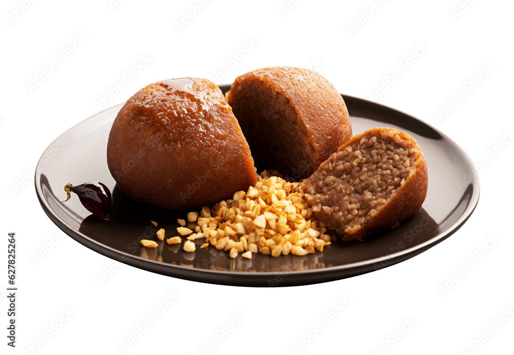 Kibbeh Nayyeh on transparent background. Generative AI. Kibbeh Nayyeh on transparent background. Generative AI.