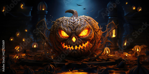 Halloween - Gruseliger Kürbis - Horror Hintergrund © Karat
