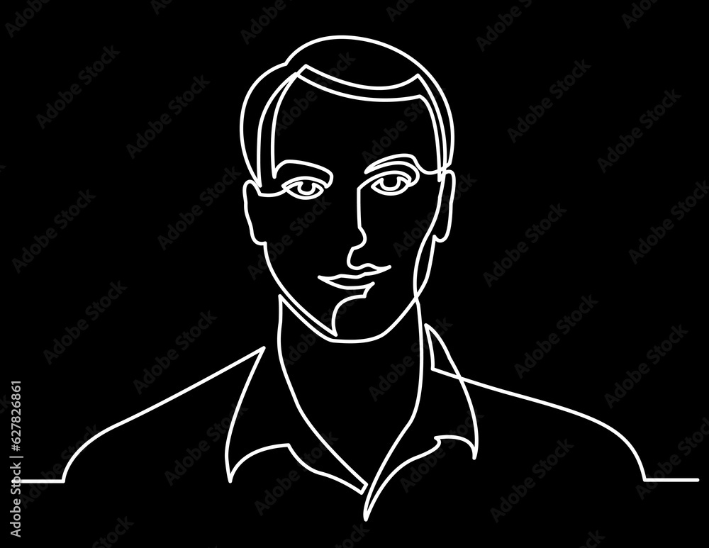 continuous line drawing vector illustration with FULLY EDITABLE STROKE of regular person diverse people user profile concept on black background continuous line drawing vector illustration with FULLY EDITABLE STROKE of regular person diverse people user profile concept on black background