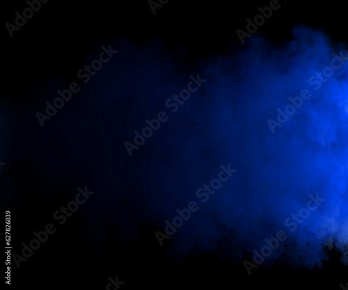 abstract smoke clouds background in blue colors on black background