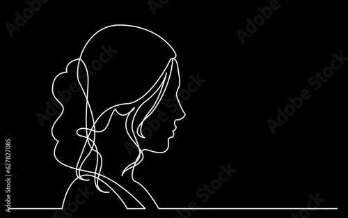 continuous line drawing vector illustration with FULLY EDITABLE STROKE of regular person diverse people user profile concept on black background photo