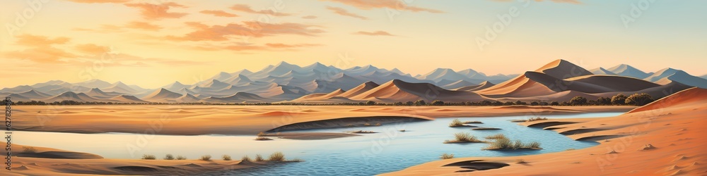 illustration, water in the desert, website header, ai generative