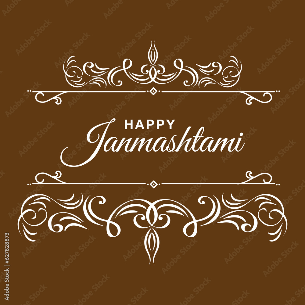 Happy Janmashtami whishes vector, symmetric design ceremonial design