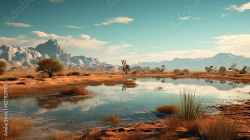 illustration, water in the desert, ai generative