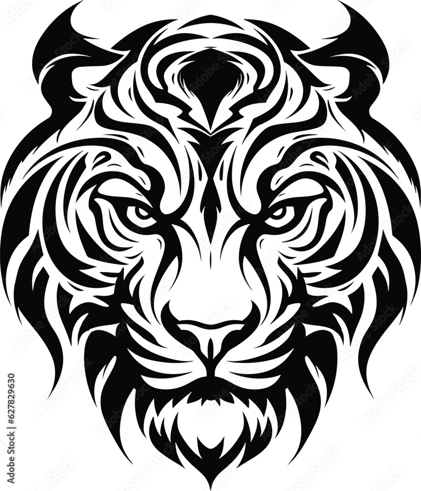 Tiger head logo illustration on a white background generative ai