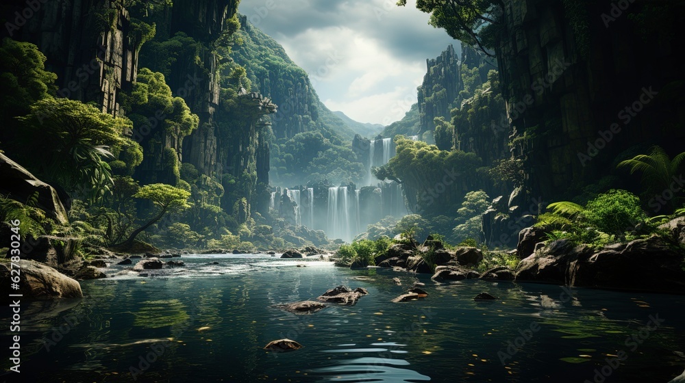 Fototapeta premium Stunning Landscapes and Cityscapes: Autumn Foliage, Mountain Panoramas, Downtown Skylines, Cultural Festivals, Space Themes. Generative AI