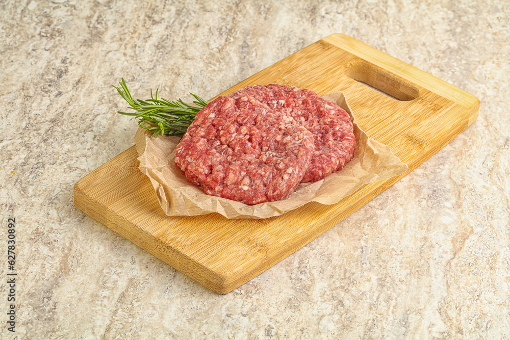 Raw beef burger cutlet for grill Raw beef burger cutlet for grill