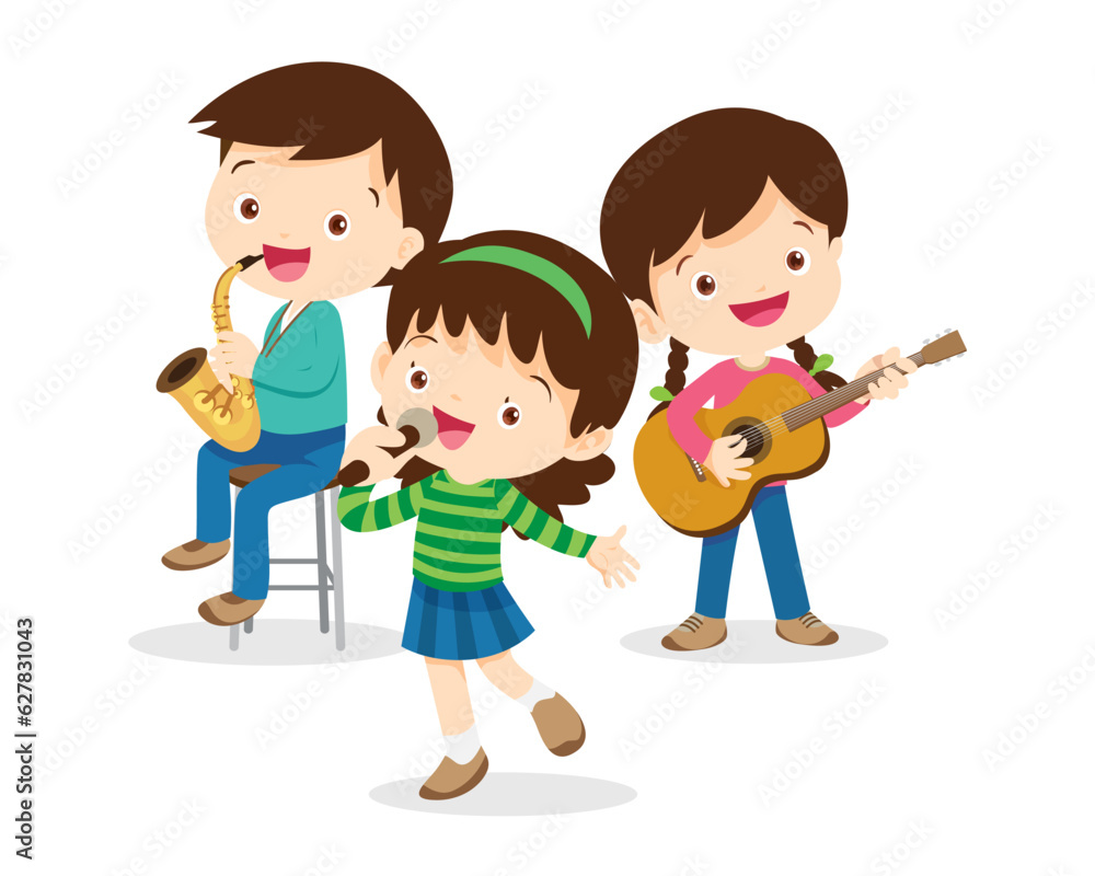 Music kids.Play music concept of music school Music kids.Play music concept of music school