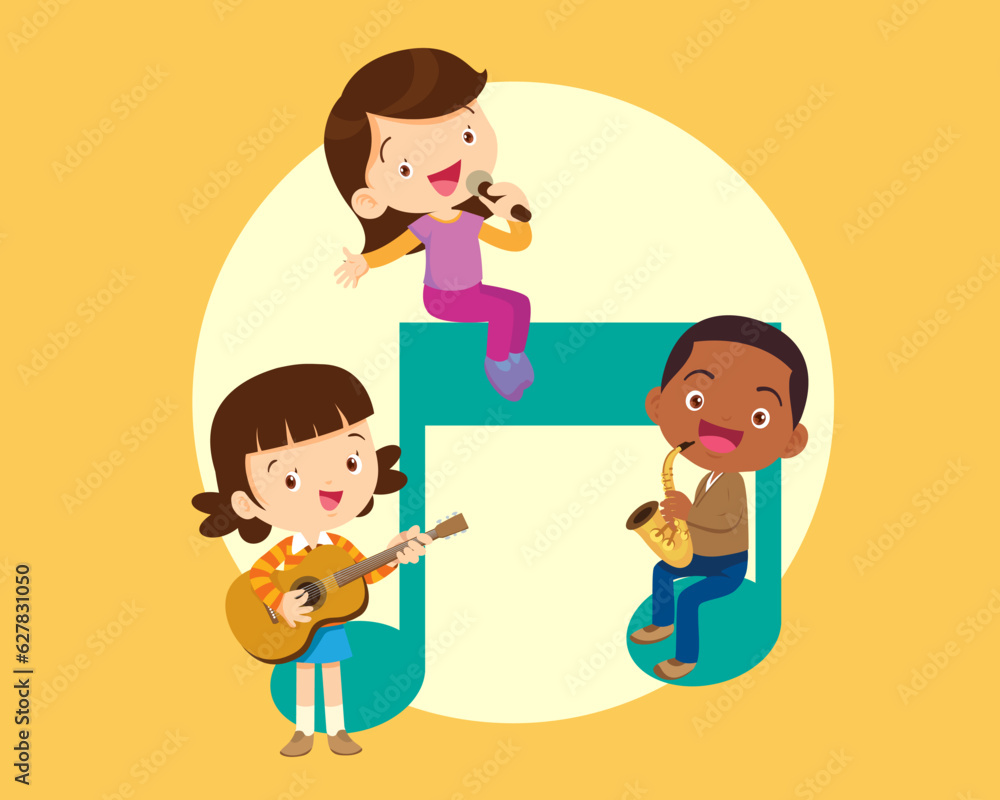 Music kids.Play music concept of music school Music kids.Play music concept of music school
