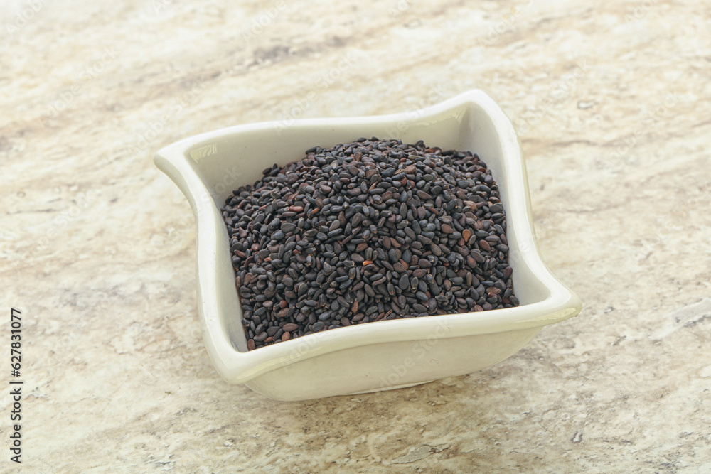 Black sesame seeds in the bowl Black sesame seeds in the bowl