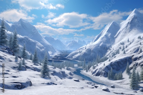 Wallpaper Mural Snowy American Mountain Landscape, Generative AI Torontodigital.ca