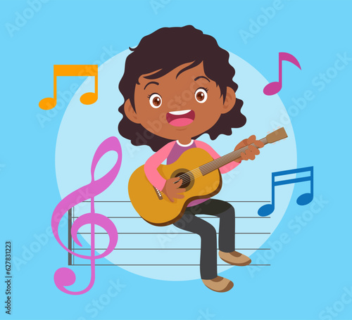 Music kids.Play music concept of music school