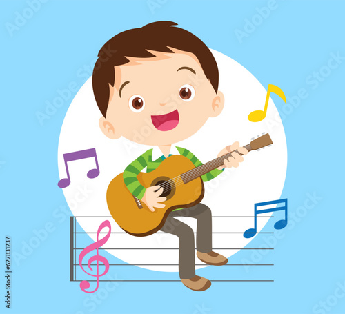 Music kids.Play music concept of music school