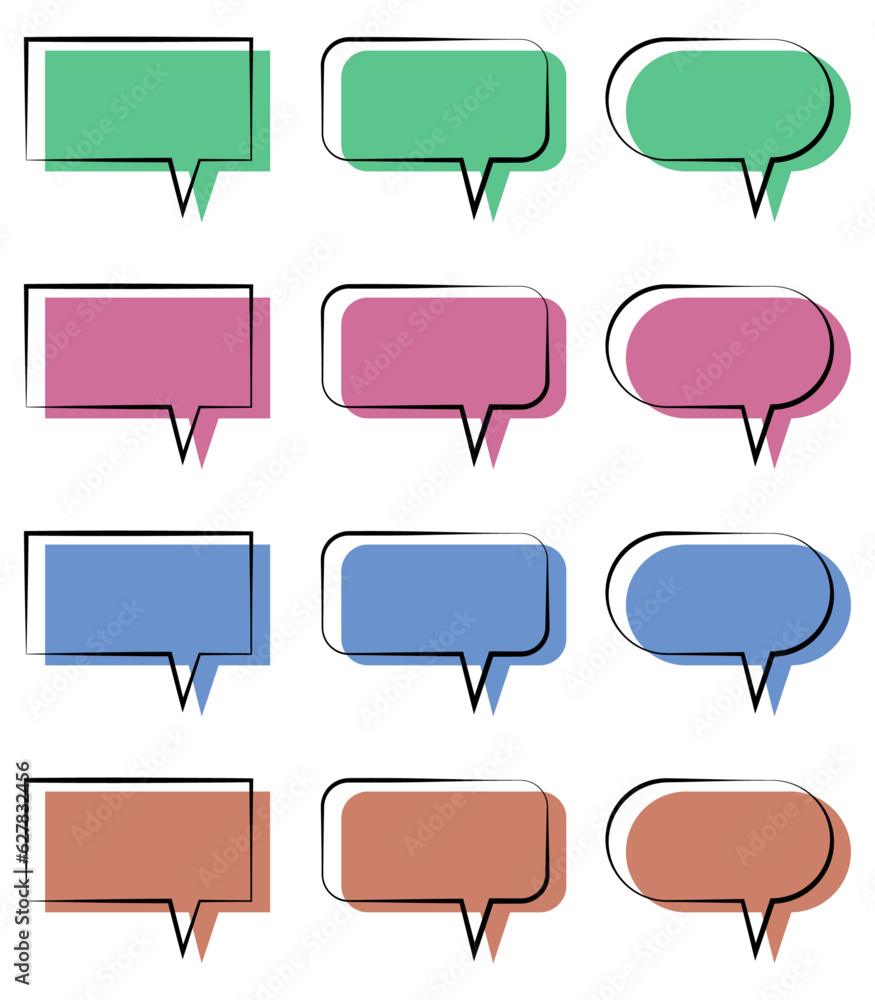 Set of speech bubbles. Chat bubble collection in vector. Colorful speech bubbles icons Set of speech bubbles. Chat bubble collection in vector. Colorful speech bubbles icons