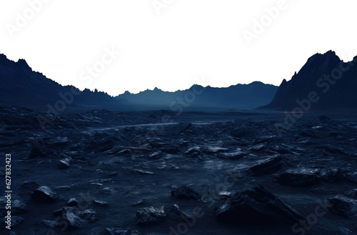 moon surface. dry stone landscape. Isolated transparent PNG. Alien landscape. desert landscape.