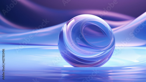 A vibrant abstract artwork with a circular focal point on a blue and purple background