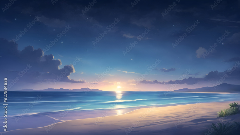 Obraz premium sunset on the beach (Generative AI)