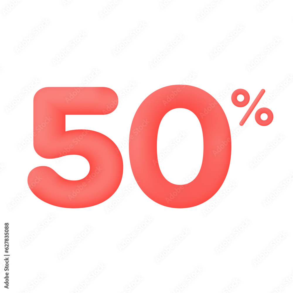 Red 50 percent discount vector illustration 3d mega loyalty. 10 percent bonus marketing discount. Isolated on white background. Red 50 percent discount vector illustration 3d mega loyalty. 10 percent bonus marketing discount. Isolated on white background.