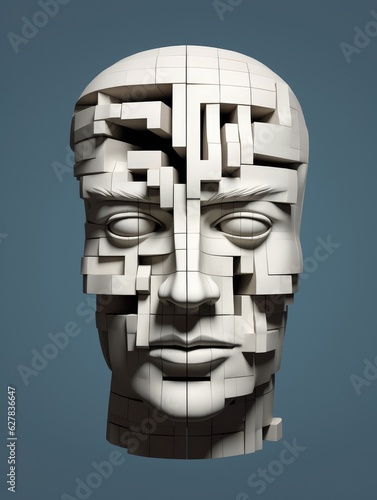 cube block head, contour optical illusion