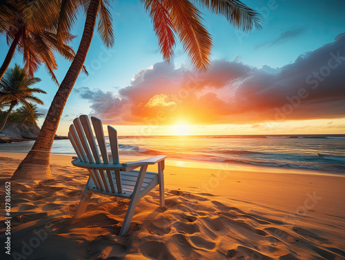 sunset at the beach, sunbed