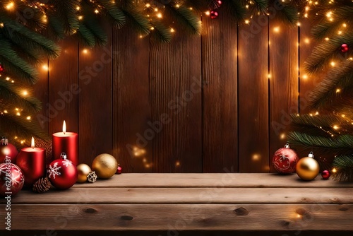 Merry Christmas decoration on table with copy space