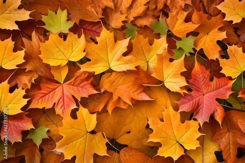 Autumn maple leaves covering the floor
