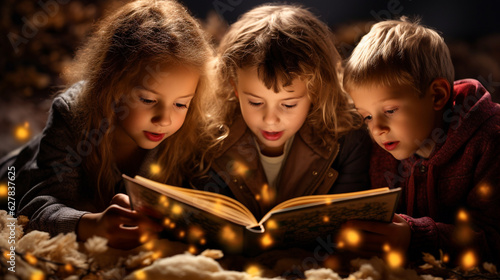 Enchanting Reading: Kids Immersed in Fantasy Adventure, generative AI