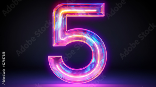 Wallpaper Mural Neon light number five Torontodigital.ca