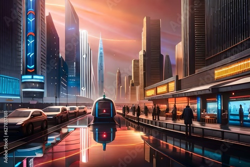 city skyline at night