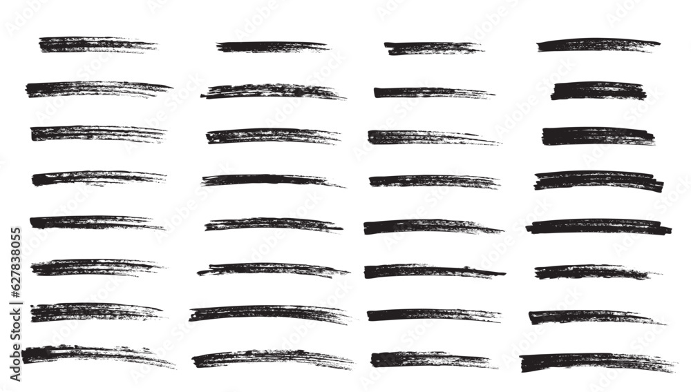 Hand drawn brush set. Line element shape freehand and doodle stroke drawing vector illustration