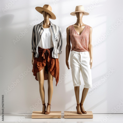 Women's casual summer wardrobe on a mannequins in a clothing store