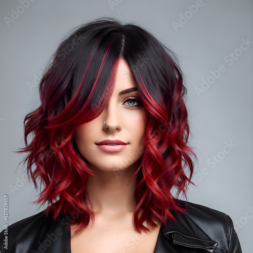 Brunette with red meshes