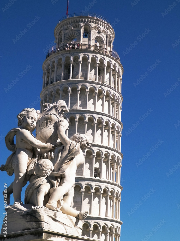 Leaning Tower of Pisa and monuments of Duomo Square