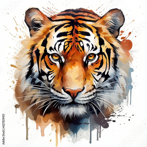 international tiger day  tiger face painting of tiger  realistic forest background 