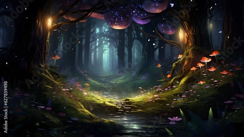 illustration, fairy forest, ai generative