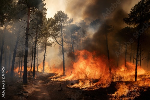 Mediterraner Wald brennt, Generative AI © Jan Schuler