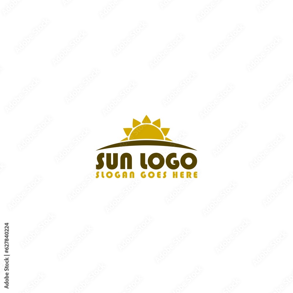 Summer sun template logo design isolated on white background