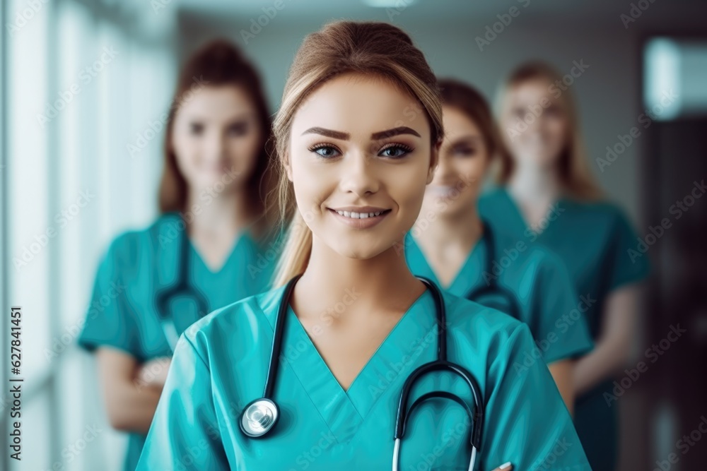 beautiful smiling young nursing students standing looking at the camera beautiful smiling young nursing students standing looking at the camera