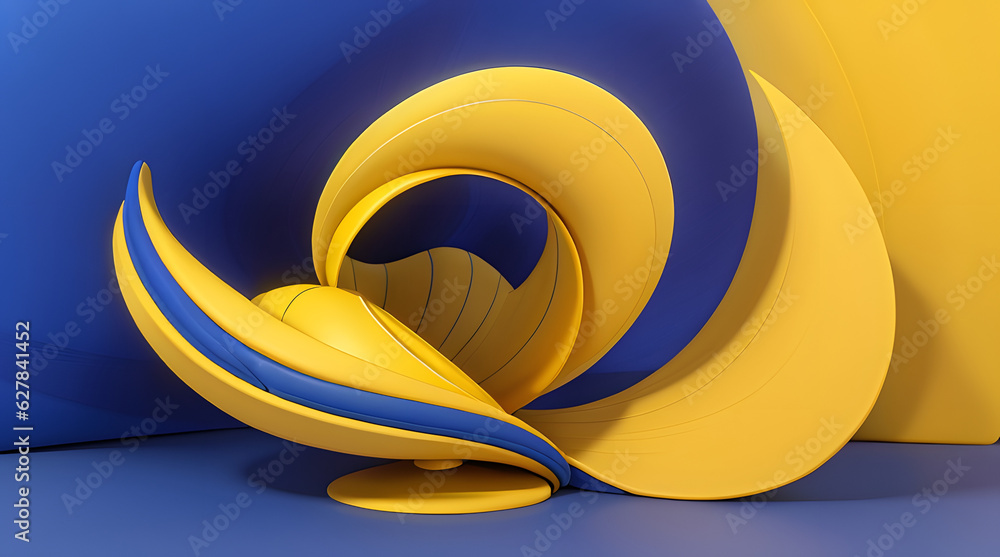 Obraz premium ABSTRACT GEOMETRIC WAVES yellow and blue