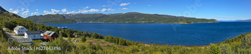 Panoramic view of the landscape westward of Alta in Troms og Finnmark county, Norway, Europe 