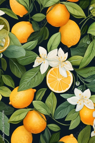Watercolor orange fruit background