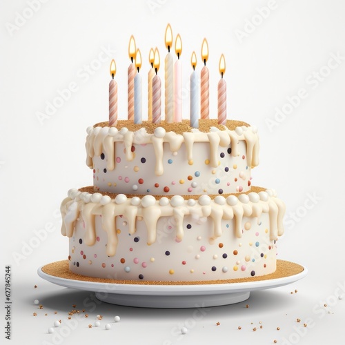 Birthday Cake with candles isolated