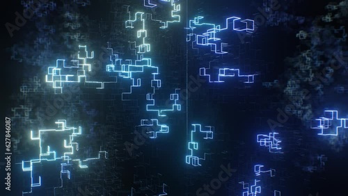Data Transfer Inside A Computer AI Neural Network Activation Concept - 4K Seamless VJ Loop Motion Background Animation