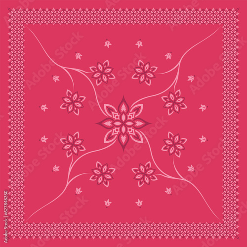 Simple Floral Ornament printable for Bandana, Scarf, Veil, Kerchief (ID: 627846260)