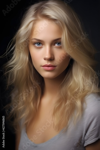 Radiant Beauty: Captivating Portrait of a Blonde Fashion Model - generative AI