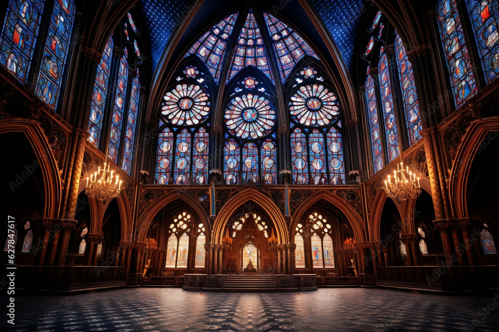 Stunning Gothic architecture captured through a mesmerizing rosette stained glass window