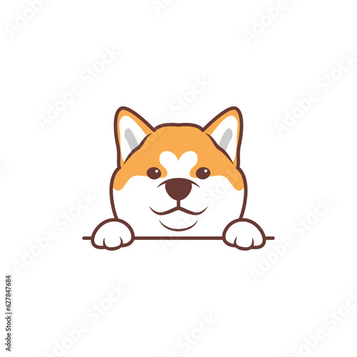 Cute akita inu dog cartoon, vector illustration
