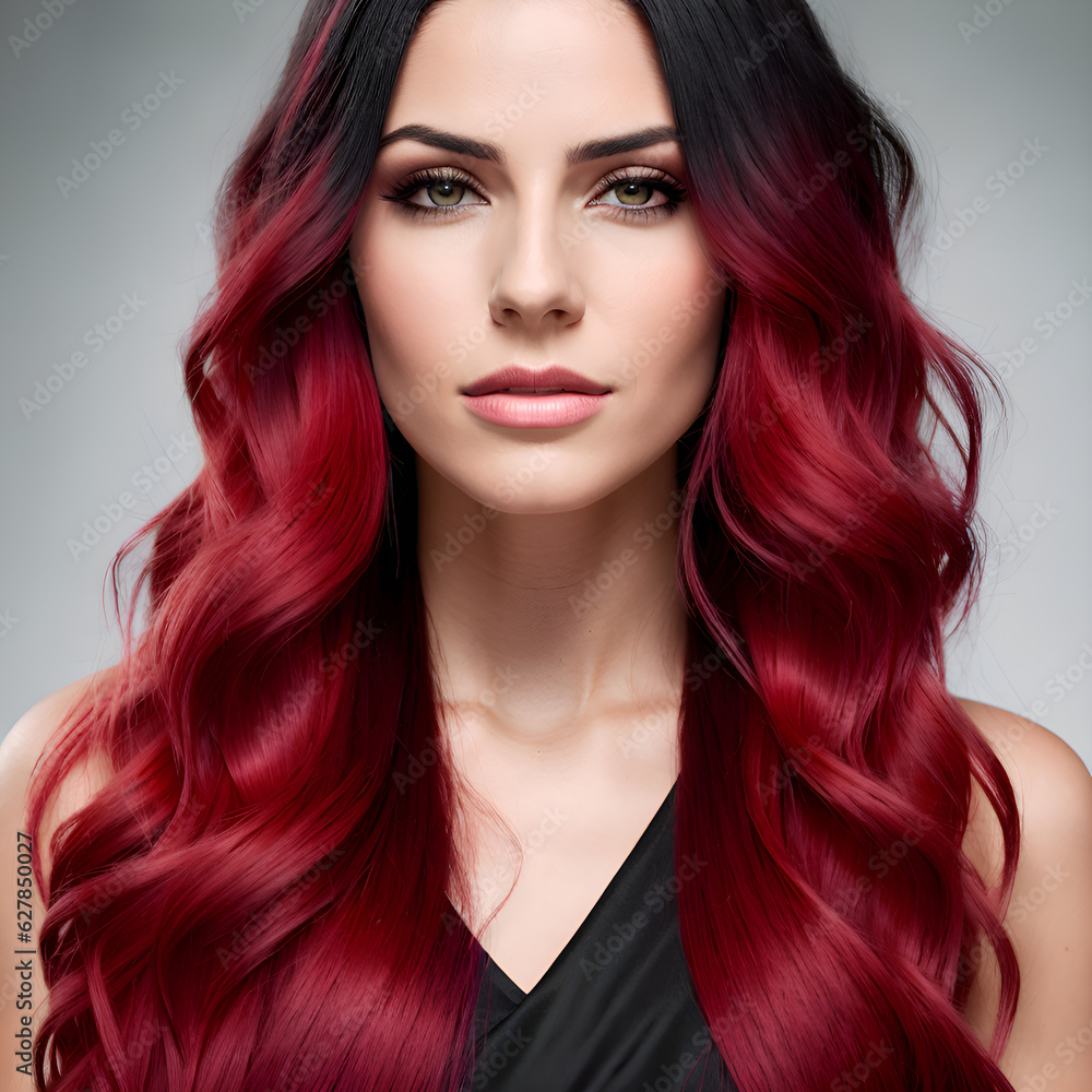 Fototapeta premium Dark red long hair